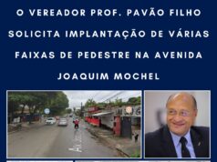 VEREADOR PROF. PAVÃO FILHO SOLICITA IMPLANTAÇÃO DE VÁRIAS FAIXAS DE PEDESTRE NA AVENIDA JOAQUIM MOCHEL